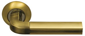 Ручка дверная на круглой розетке  Archie  SILLUR 96 S.GOLD/BR золото матовое/антич. бронза