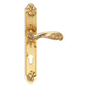 Ручка дверная на планке Archie Genesis FLOR S. GOLD (CL) матовое золото под ключ. цилиндр