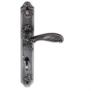 Ручка дверная на планке Archie Genesis FLOR BL. SILVER (OL) черненое серебро с фиксатором
