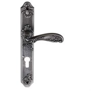Ручка дверная на планке Archie Genesis FLOR BL. SILVER (CL) черненое серебро под ключ. цилиндр